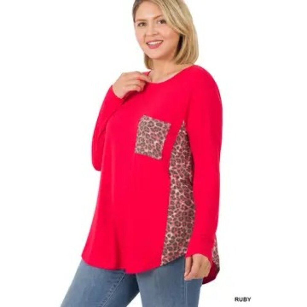 Ruby Red w/Purple Leopard Pocket and Side Panel